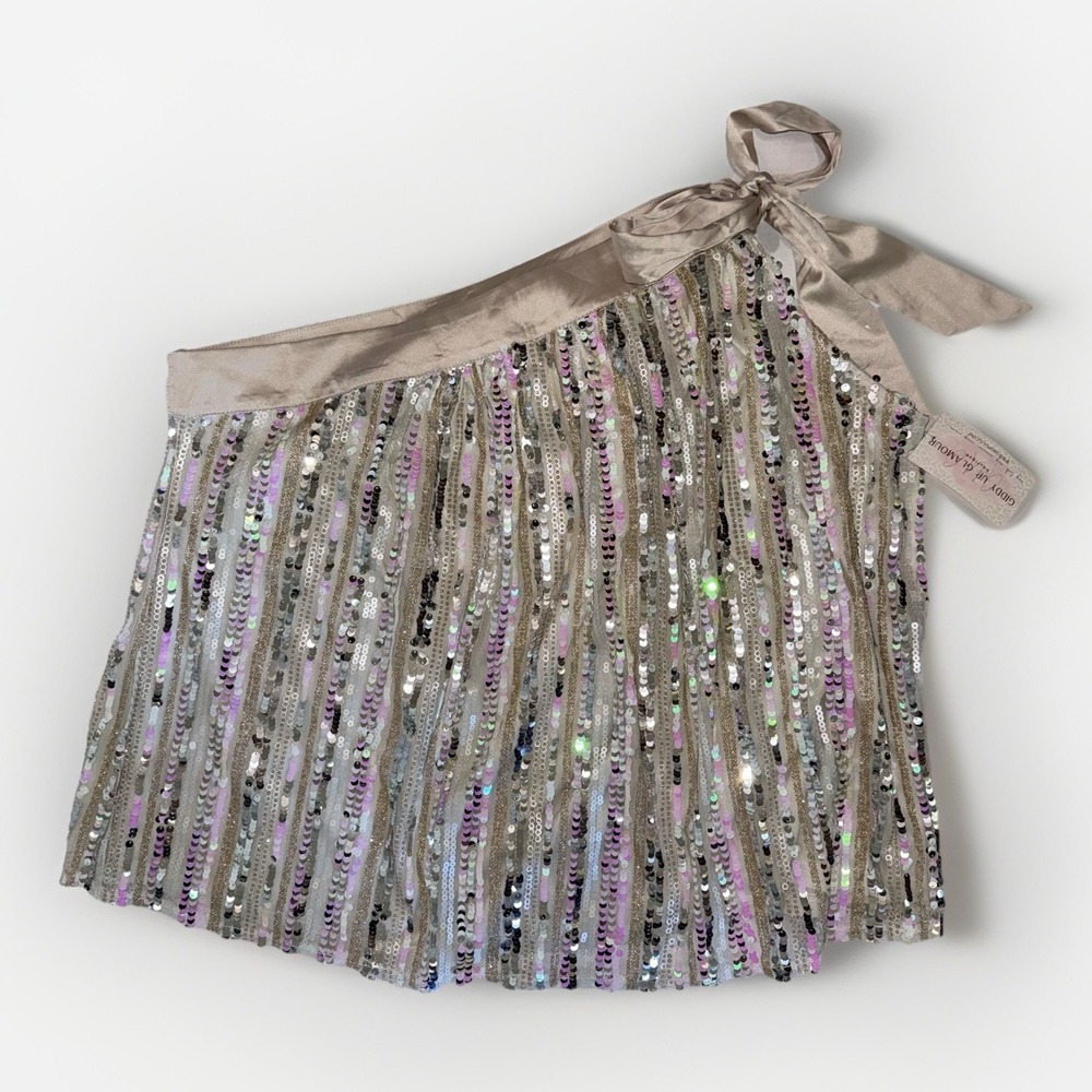 NWT Savanna Jane 3X One Shoulder Sequin Top Iridescent Bow Bachelorette Plus Sz